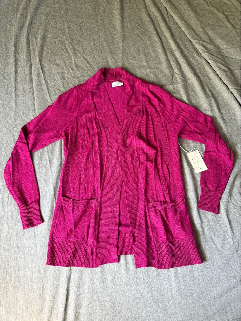 Cielo Open-Front Cardigan Magenta Size M Light Weight